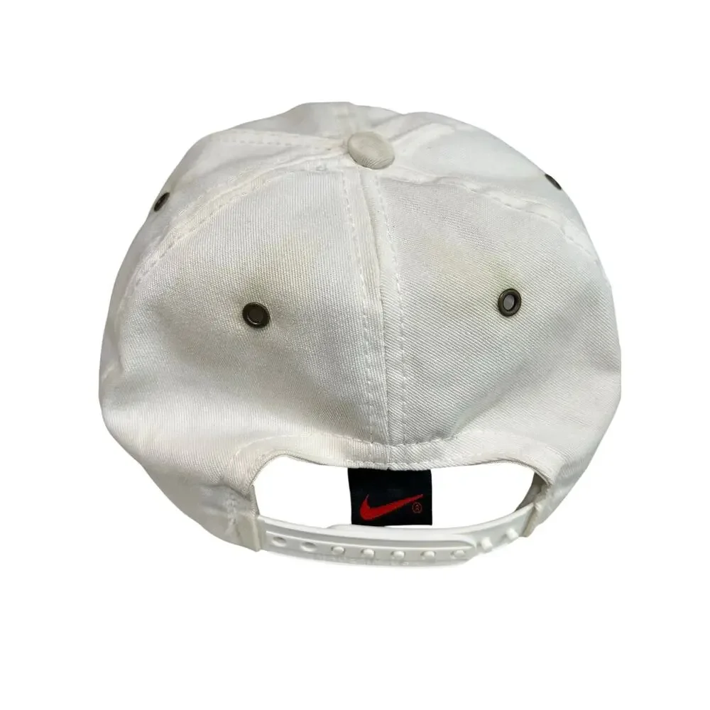 Vintage 90s Nike USA Flag Snapback Hat Made in USA White Navy Olympic Cap